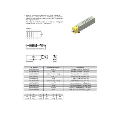 K503AP428300010 NUMATICS/AVENTICS SANDWICH SUPPLY BLOCK 503 SERIES 5/32" (4MM) TUBE PORT 4 HORIZONTAL (PTY)